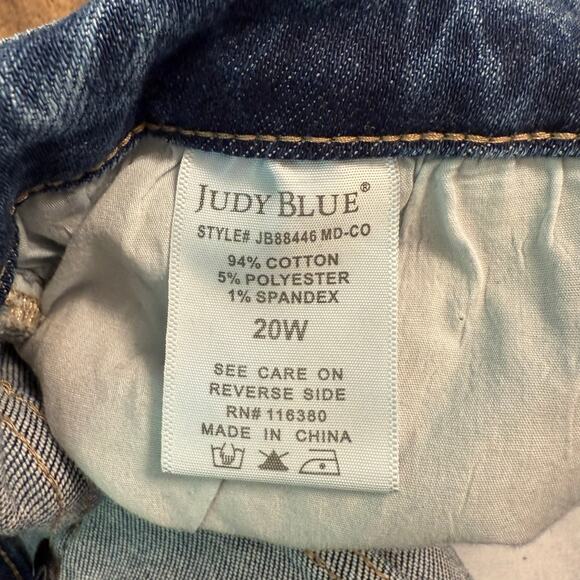 Judy Blue Los Angeles Women's Straight Shooter Denim Jean Distressed Blue Sz 20W - Picture 7 of 9